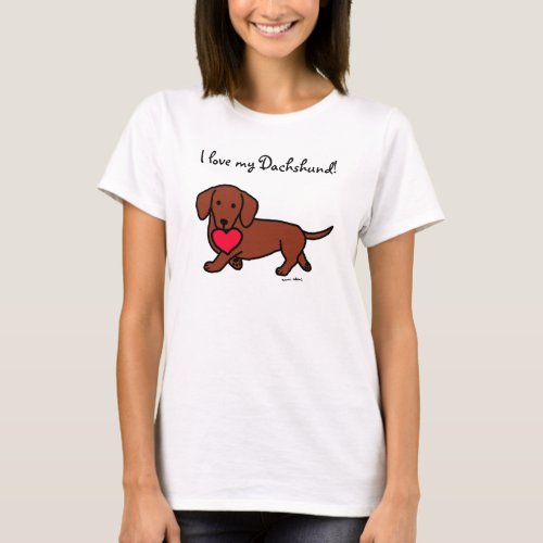 Dachshund Heart Valentine Cartoon Tshirt