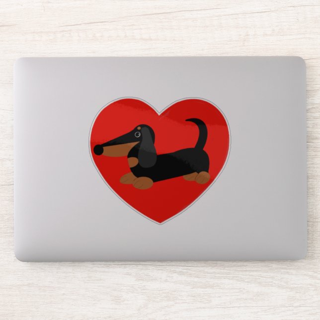 Dachshund Heart Vinyl Sticker (Computer)