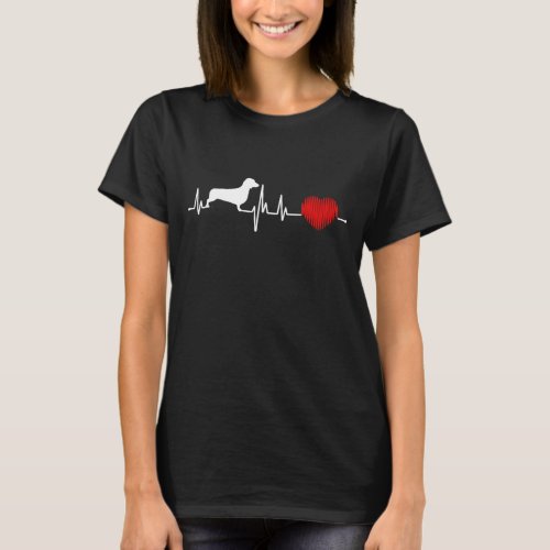 Dachshund Heartbeat I Love My Dachshund T_Shirt