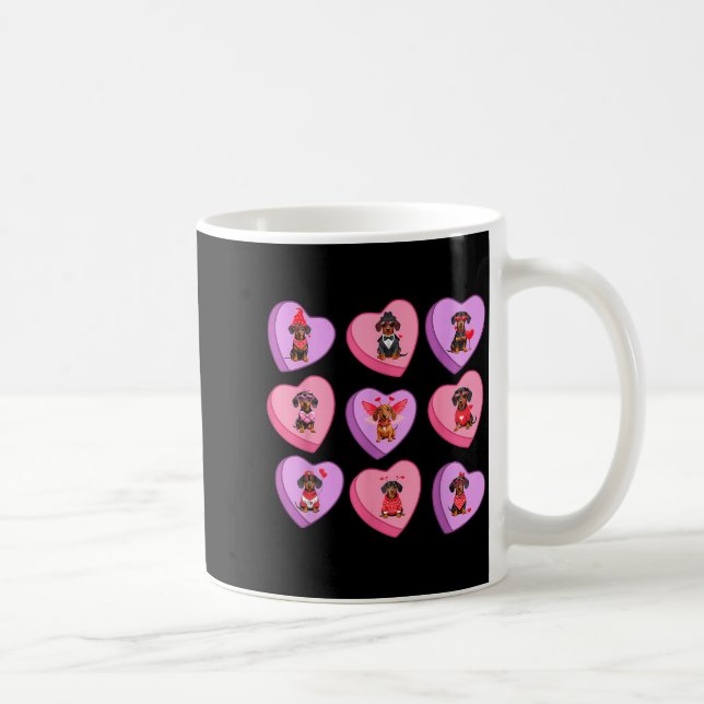 Dachshund Hearts Candy Valentines Weiner Dog Pet L Coffee Mug (Right)