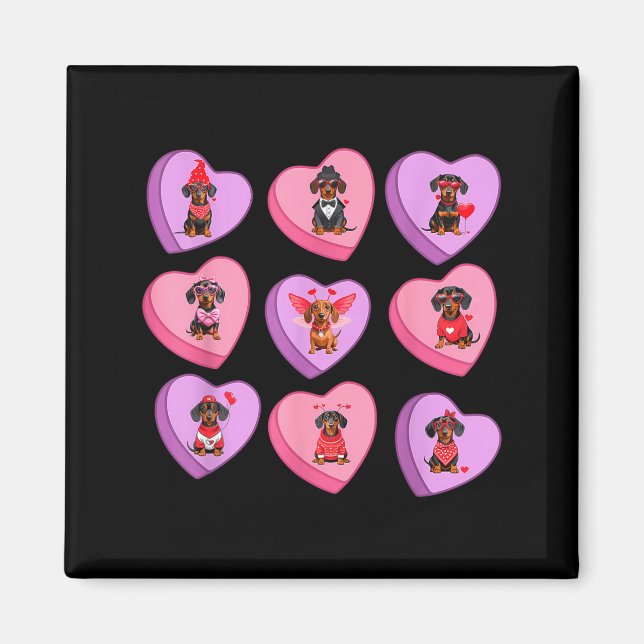 Dachshund Hearts Candy Valentines Weiner Dog Pet L Magnet (Front)