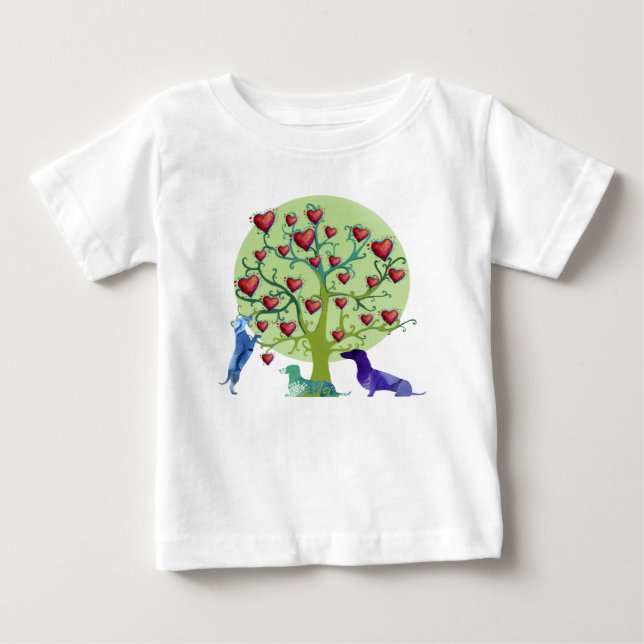Dachshund Hearts Garden Art Fine Jersey T-Shirt (Front)