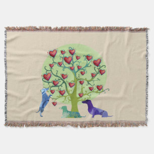 Dachshund Hearts Garden Throw Blanket