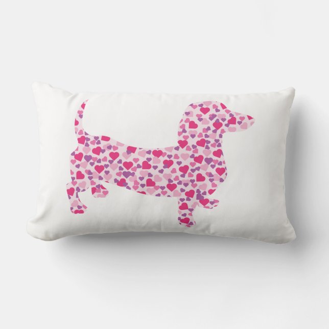 Dachshund Hearts Lumbar Pillow (Front)