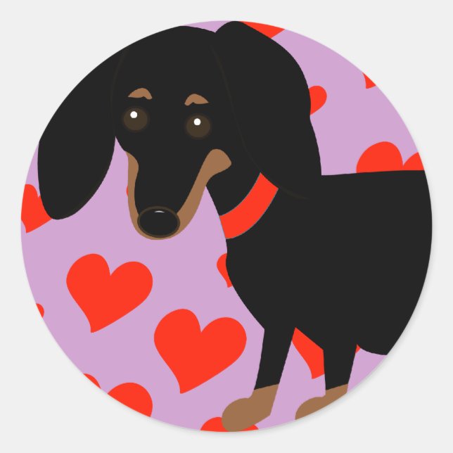 Dachshund Hearts Stickers (Front)