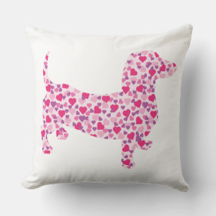 Dachshund Hearts Throw Pillow