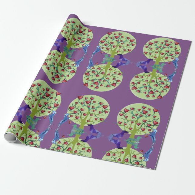 Dachshund Hearts, Valentine  Wrapping Paper (Unrolled)