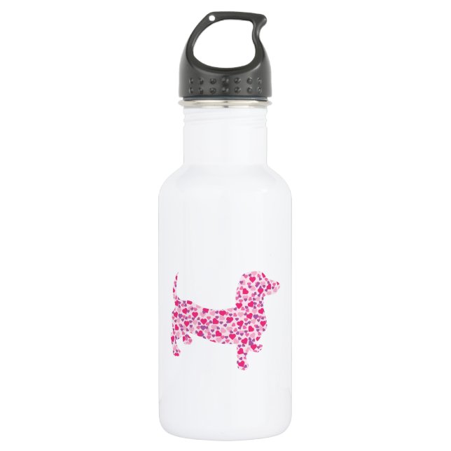 Dachshund Hearts Water Bottle (Front)
