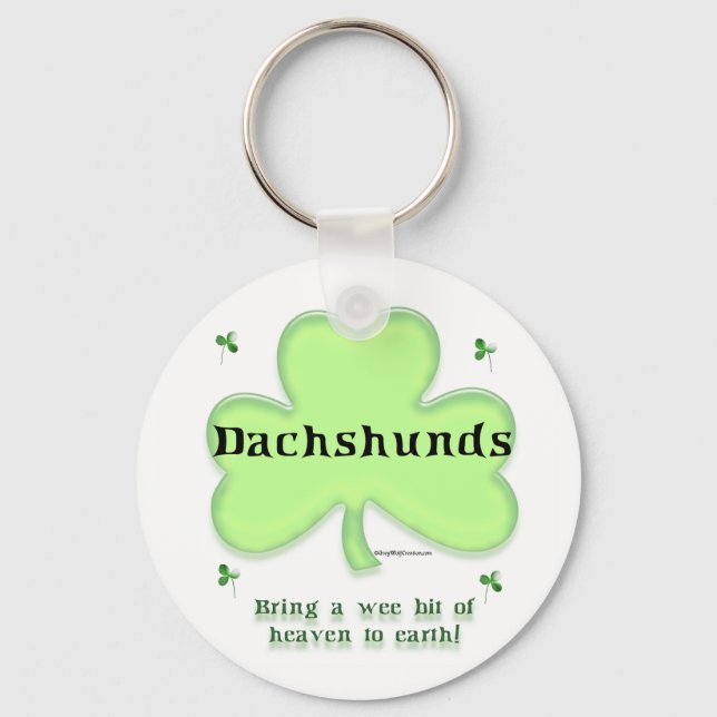 Dachshund Heaven; St. Patrick's day Dachshund Keychain (Front)