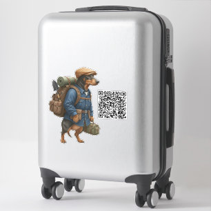 Dachshund Hiker + QR Code Sticker