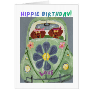 Dachshund Hippie Birthday  Card
