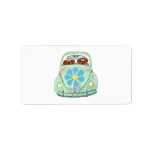 Dachshund Hippies In Their Flower Love Car Label
