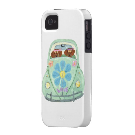 Dachshund Hippies In Their Flower Love Mobile Case-Mate iPhone Case (Back Left)