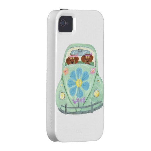 Dachshund Hippies In Their Flower Love Mobile Case-Mate iPhone Case (Back/Right)