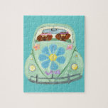 Dachshund Hippies In Their Flower Love Mobile Jigsaw Puzzle at Zazzle