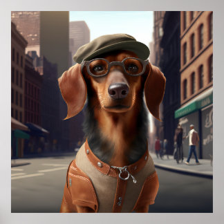 Dachshund Hipster Dog Poster