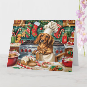 Dachshund Holiday Baking: Festive Christmas Card