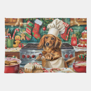 Dachshund Holiday Baking: Festive Christmas Kitchen Towel