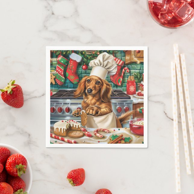 Dachshund Holiday Baking: Festive Christmas Napkins (Insitu)