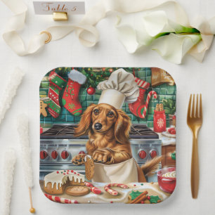 Dachshund Holiday Baking: Festive Christmas Paper Plates
