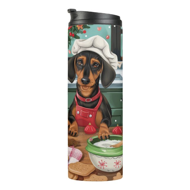 Dachshund Holiday Baking: Festive Christmas  Thermal Tumbler (Rotated Right)