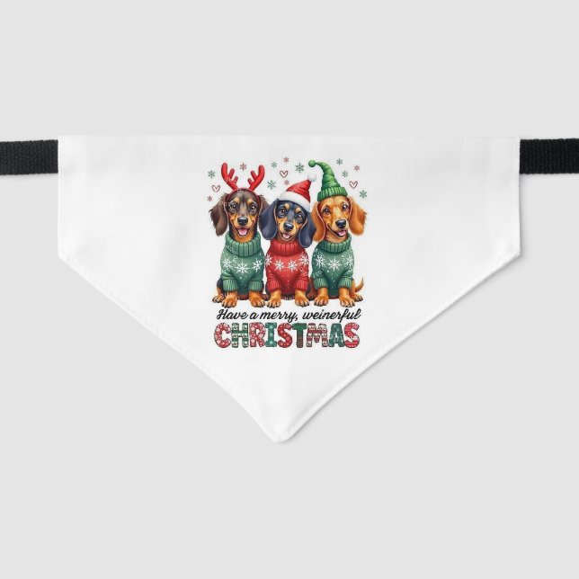Dachshund Holiday Dog Pet Bandana Collar (Front)