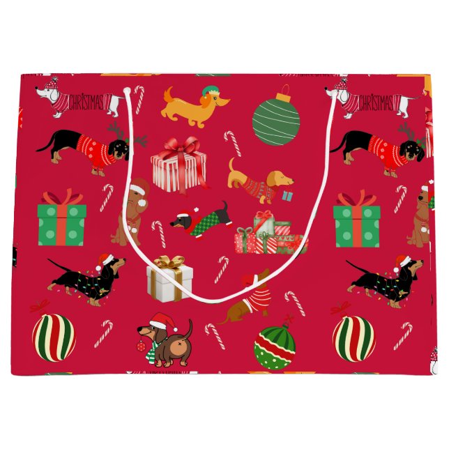 Dachshund Holiday Gift Bag (Front)