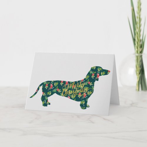 Dachshund Holly Jolly Christmas Card