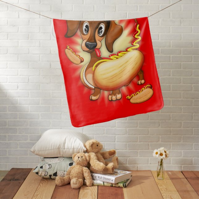 Dachshund Hot Dog Baby Blanket (In Situ)