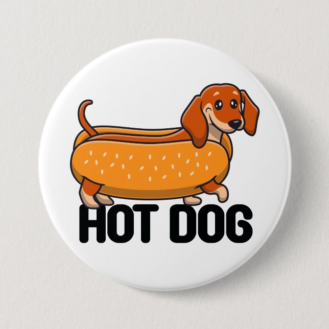 Dachshund Hot Dog Button (Front)