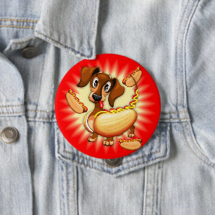 Dachshund Hot Dog Button