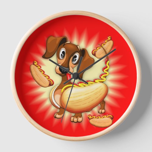 Dachshund Hot Dog Clock