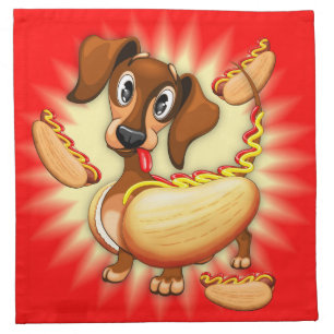 Dachshund Hot Dog Cloth Napkin