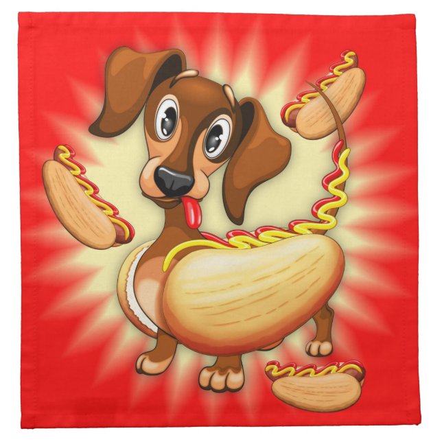 Dachshund Hot Dog Cloth Napkin (Front)