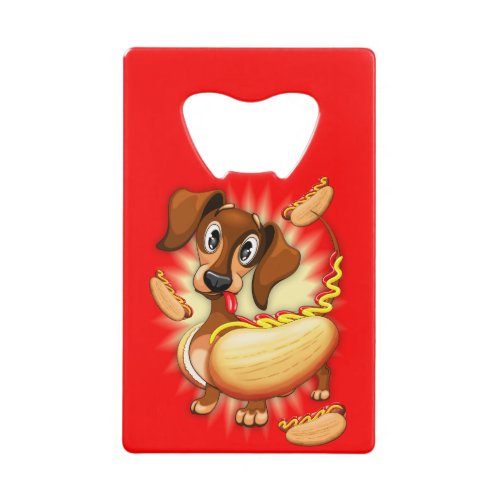 Dachshund Hot Dog Credit Card Bottle Opener