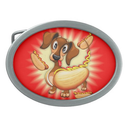 Dachshund Hot Dog Cute and Funny Character Belt Buckle