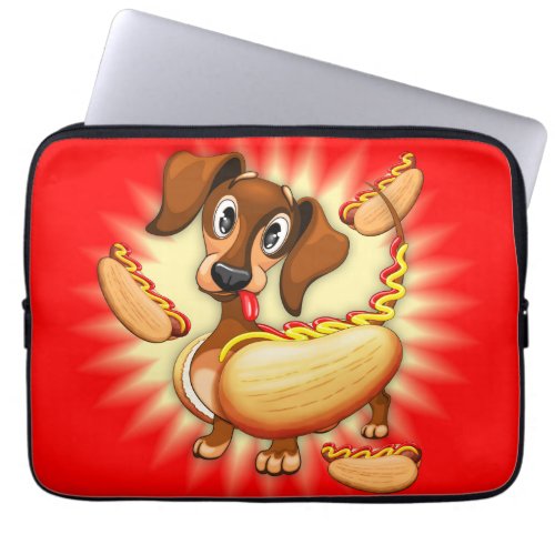 Dachshund Hot Dog Cute and Funny Character Laptop Sleeve