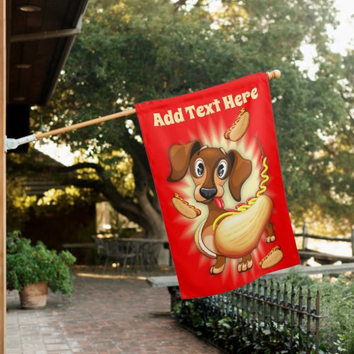 Dachshund Hot Dog Cute Character House Flag