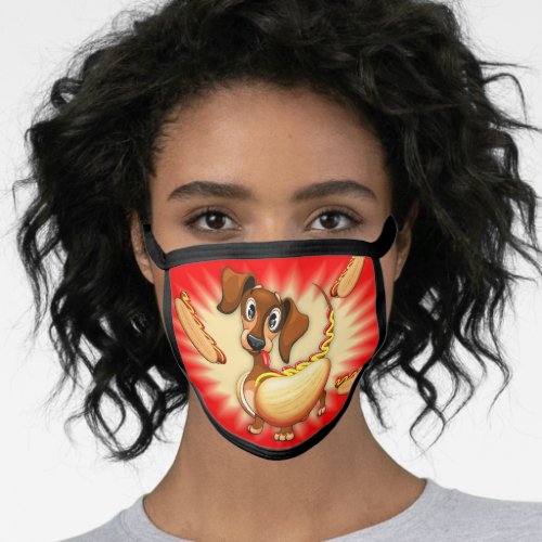 Dachshund Hot Dog Face Mask