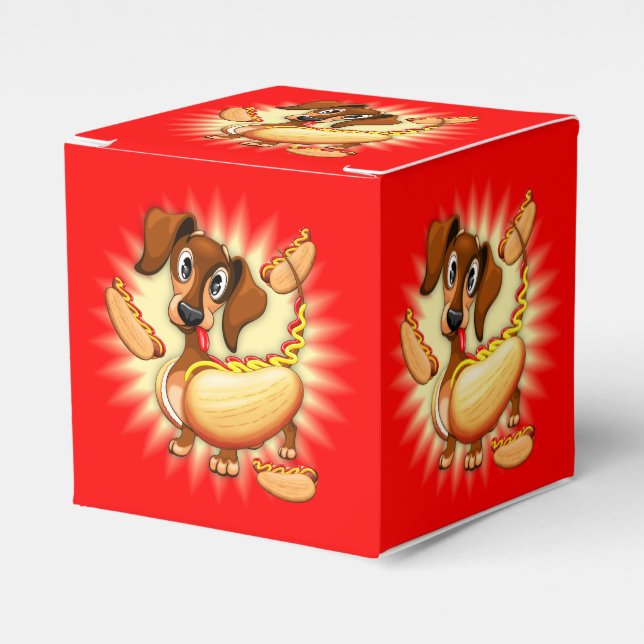 Dachshund Hot Dog Favor Boxes (Front Side)