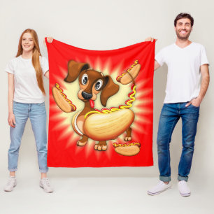 Dachshund Hot Dog Fleece Blanket
