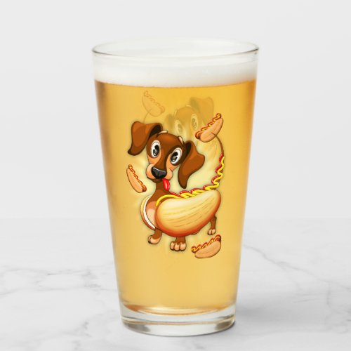 Dachshund Hot Dog Glass