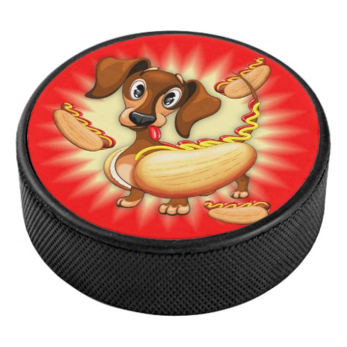 Dachshund Hot Dog Hockey Puck