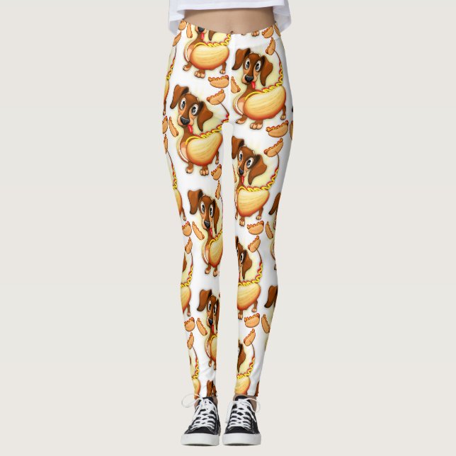 Dachshund Hot Dog Leggings (Front)