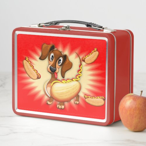 Dachshund Hot Dog Metal Lunch Box