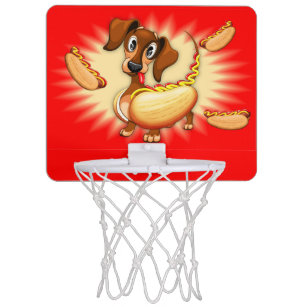Papillon dog cartoon illustration mini basketball hoop