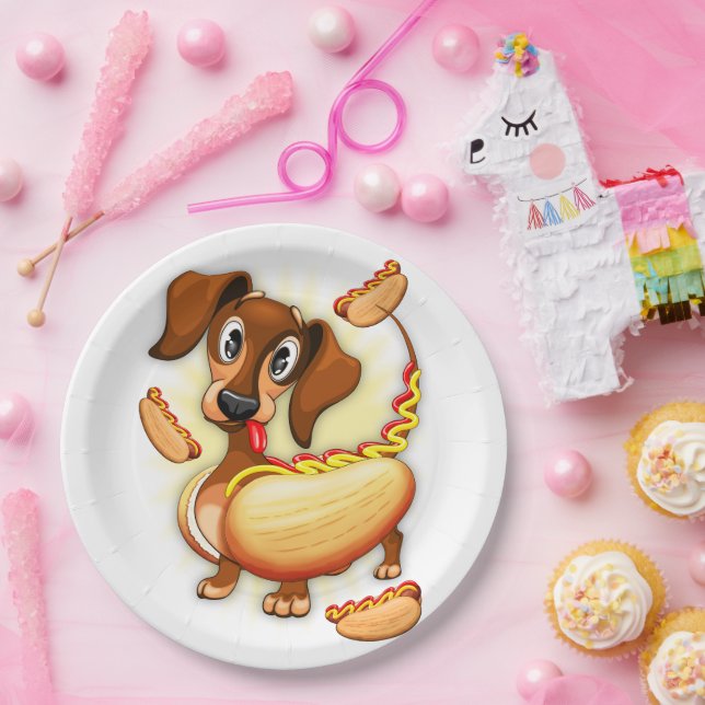Dachshund Hot Dog Paper Plates (Party)