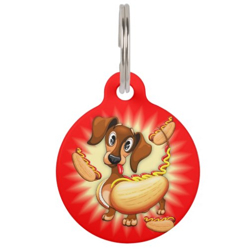 Dachshund Hot Dog Pet ID Tag