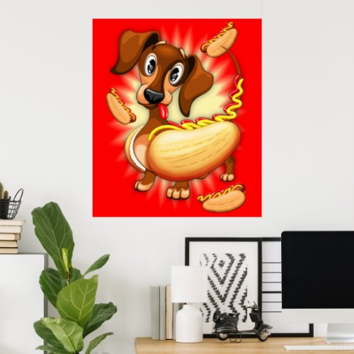Dachshund Hot Dog Poster