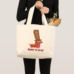 Dachshund Hot Dog Pun Large Tote Bag